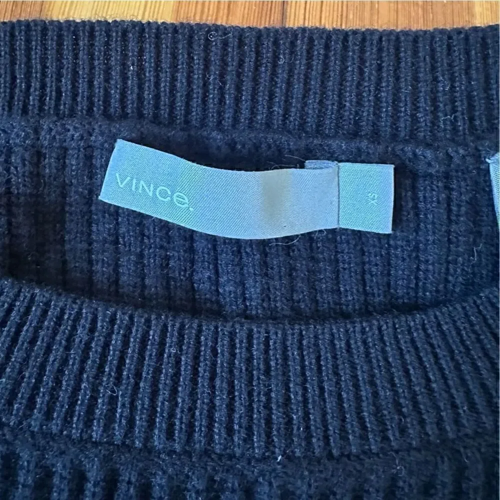 Vince Split Tie-Back Cashmere Blend Sweater in Black